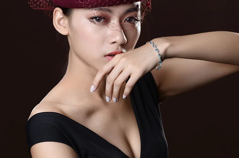 Pulseira de prata 925 com pingente de safira