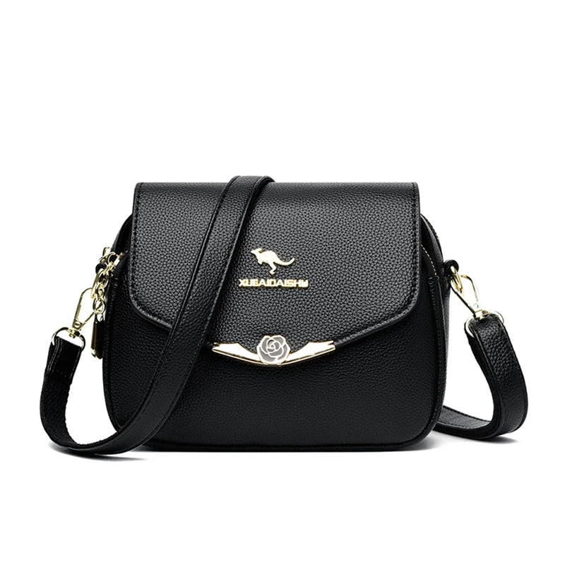 Bolsa de ombro elegante de couro macio para mulheres