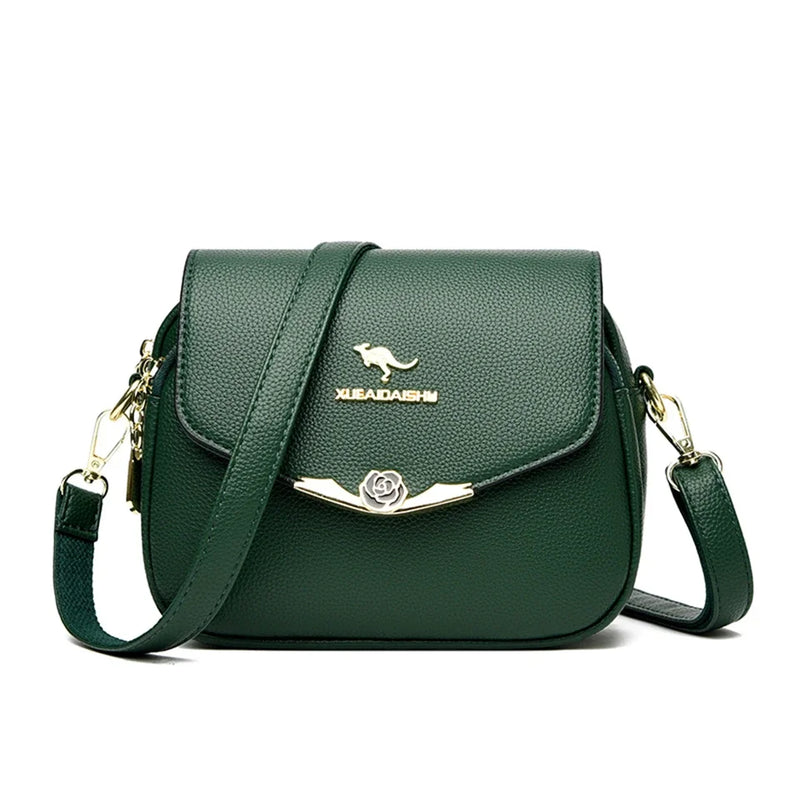 Bolsa de ombro elegante de couro macio para mulheres