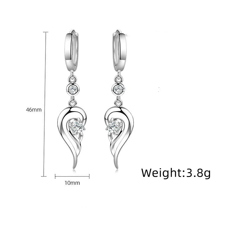 Brincos de prata esterlina 925 com zircônia azul e cristal