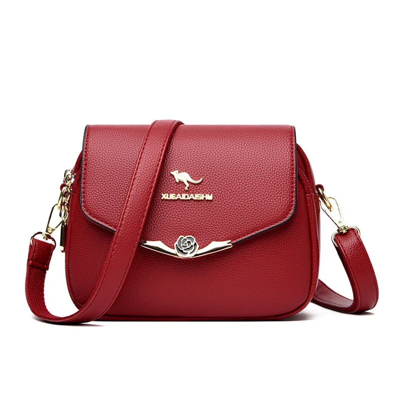 Bolsa de ombro elegante de couro macio para mulheres