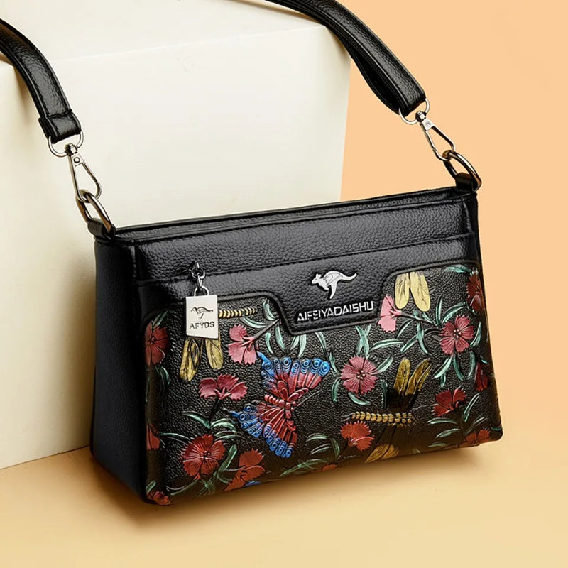Bolsas de ombro femininas com estampa floral