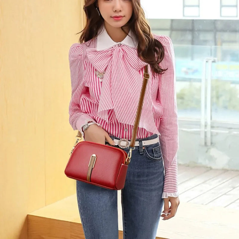 Bolsa de ombro femininas de couro macio