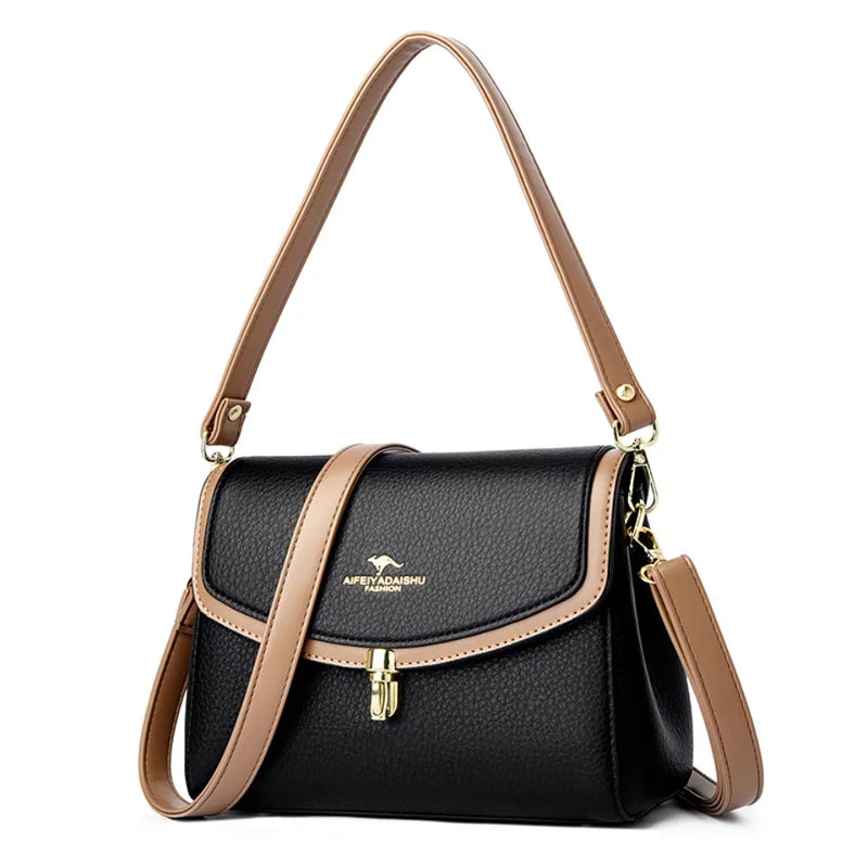 Bolsa de ombro feminina de couro
